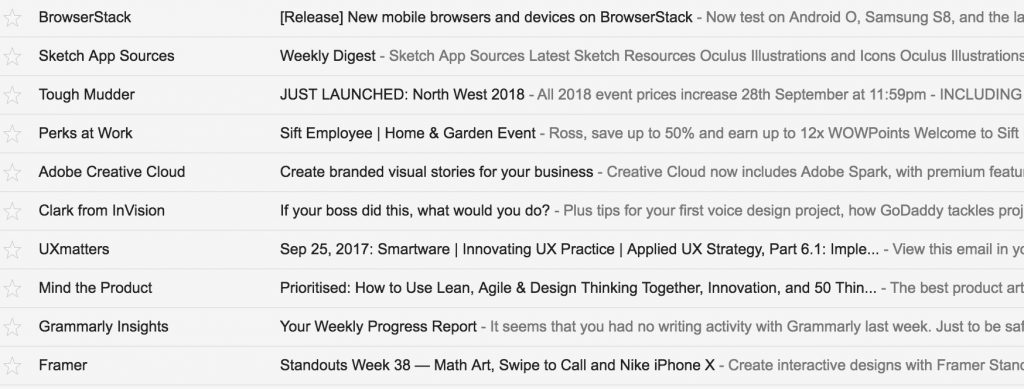 screenshot of inbox